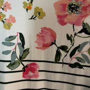 NWOT • midi floral/stripe short sleeve dress